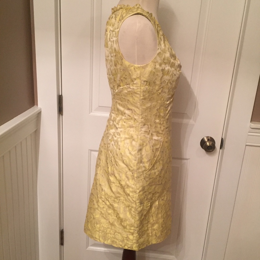 ETCETERA DRESS YELLOW SILVER SHIMMER SHEATH Size 4 - Picture 4 of 7